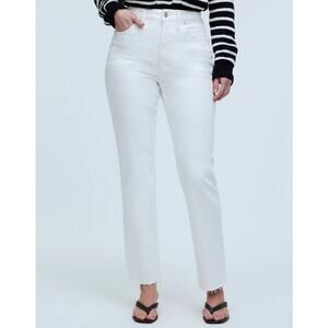 Madewell Perfect Vintage Curvy Jeans, raw hem, white, size 26